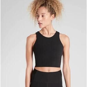 Athleta Conscious Crop Tank Sports Bra in Powervita Black Women's Size Medium